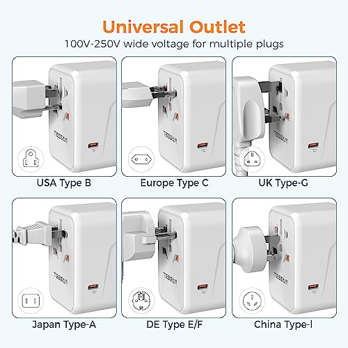 Universal Travel Plug Adapter 30W with USB C and 4 USB A Ports Q472