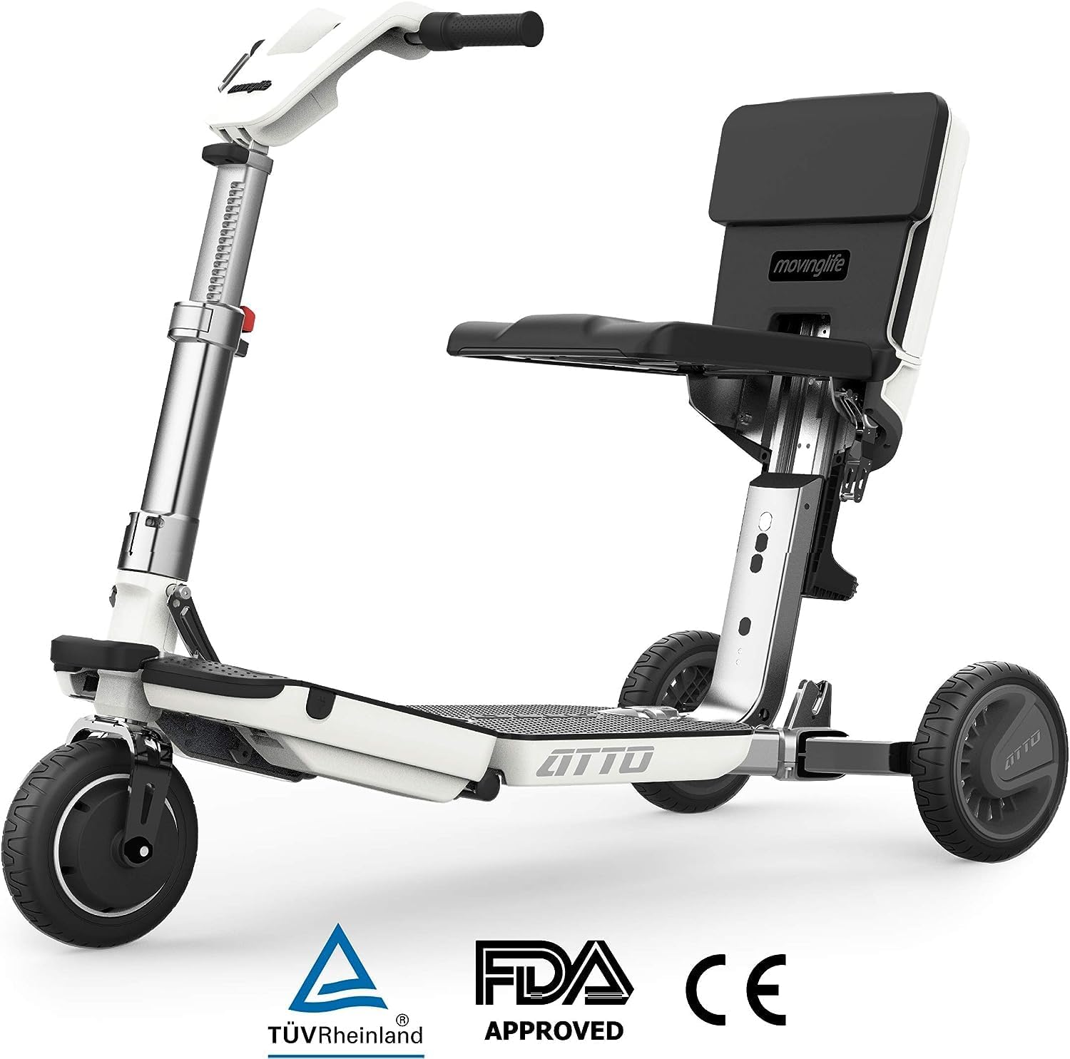 Folding Mobility Scooter with Extended Range Battery, White V9440