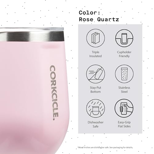 Insulated Stemless Wine Glass Tumbler, 12 oz, Stainless Steel, Powder Blue T624