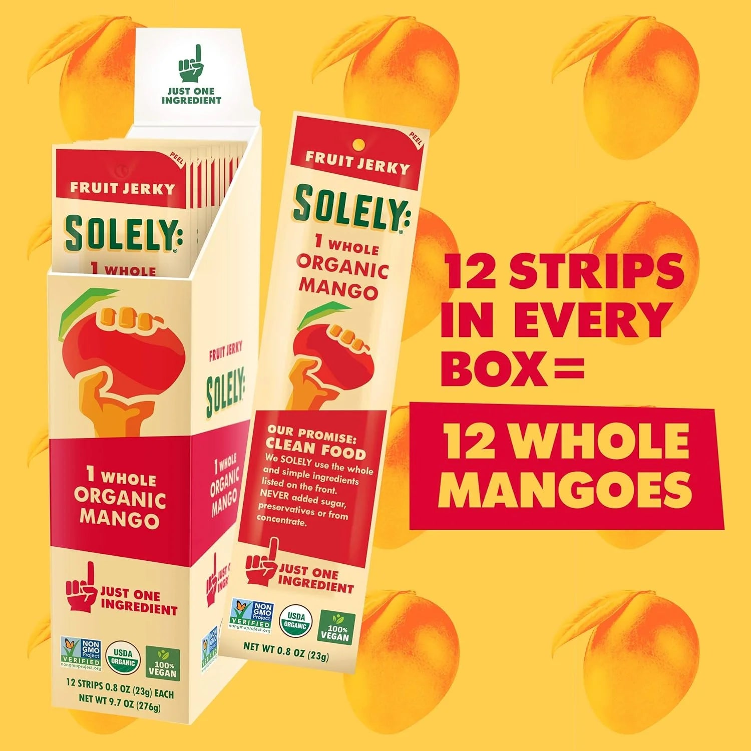 Organic Mango Fruit Jerky Snack, 12-Pack D9536