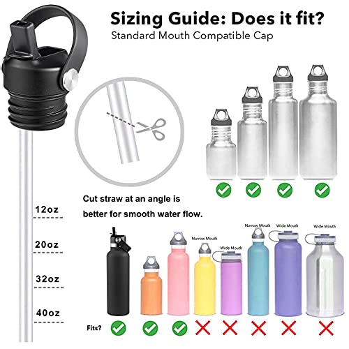 Straw Lid Replacement with Flexible Handle for Standard Mouth Bottles M1259