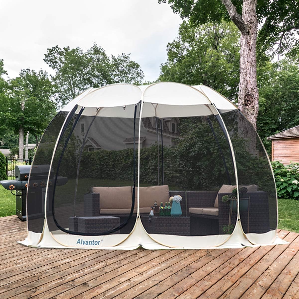 Hexagon Pop Up Camping Shelter with Mesh Walls O93524
