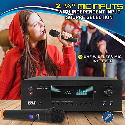 1000W 5.2 Channel Home Theater Receiver with Bluetooth and Wireless Mics D702