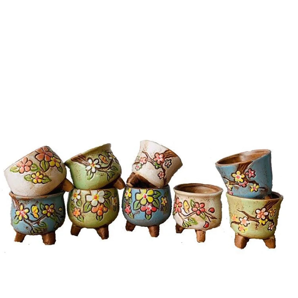 Ceramic Plant Pots with Legs, 3-Piece Set for Succulents M39611