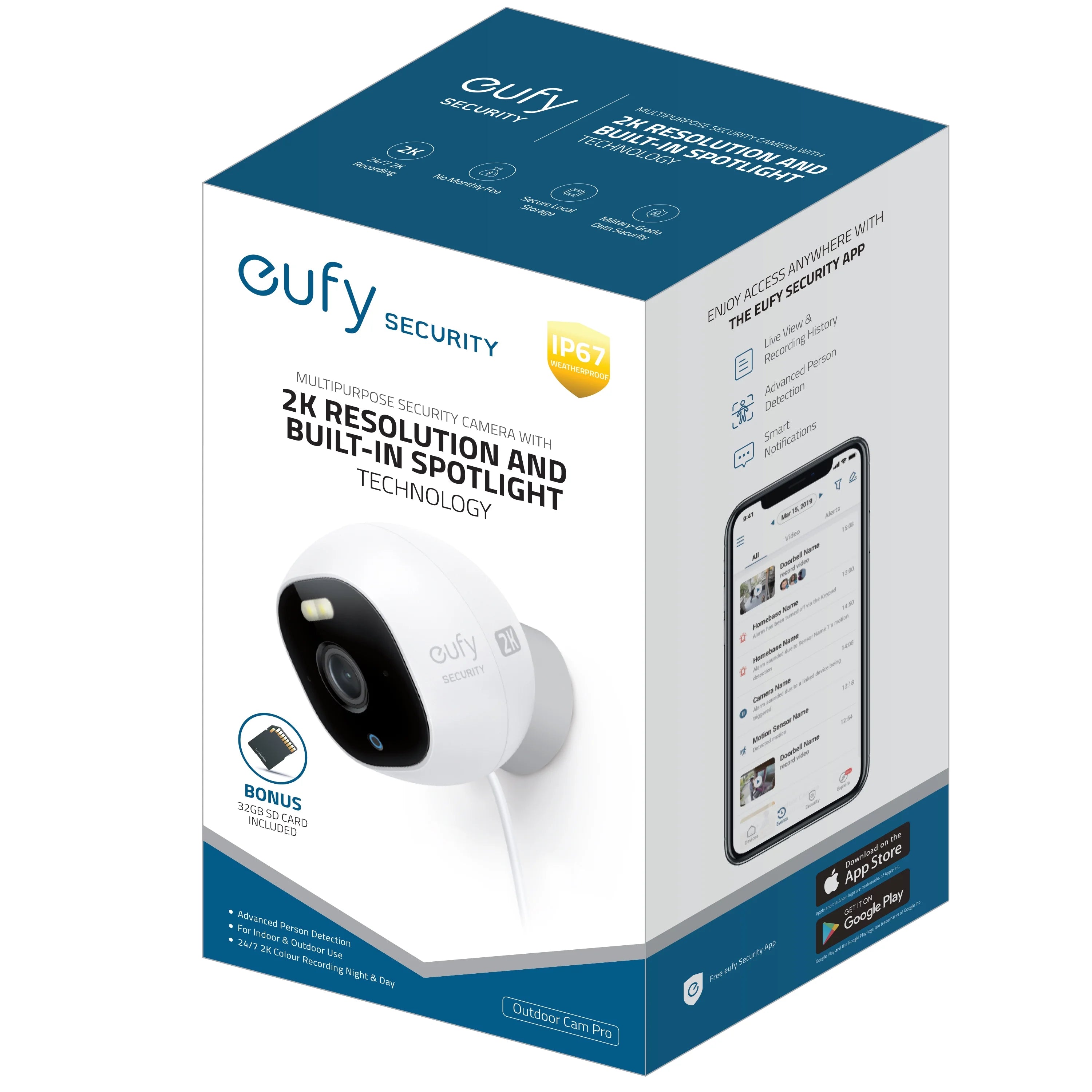 2K Wired Outdoor Surveillance Camera with Spotlight E592