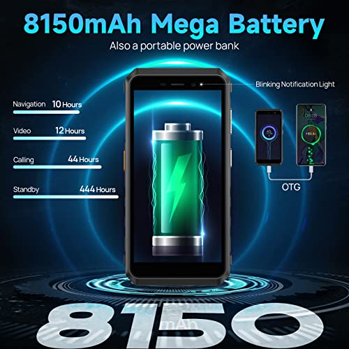Rugged Smartphone 8150mAh 8GB RAM 32GB Storage 16MP Camera 5.45" HD+ IP68 Waterproof 4G Dual SIM Unlocked J89815