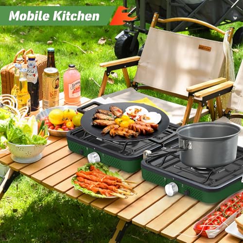 Foldable 2-Burner Propane Camping Stove with Griddle and Carrying Bag E286492