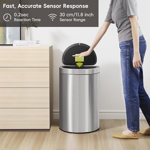Touchless Motion Sensor Trash Can, 13.2 Gallon, Brushed Stainless Steel K748461
