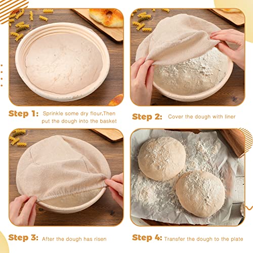 Banneton Bread Proofing Basket Round with Liners and Scrapers H690