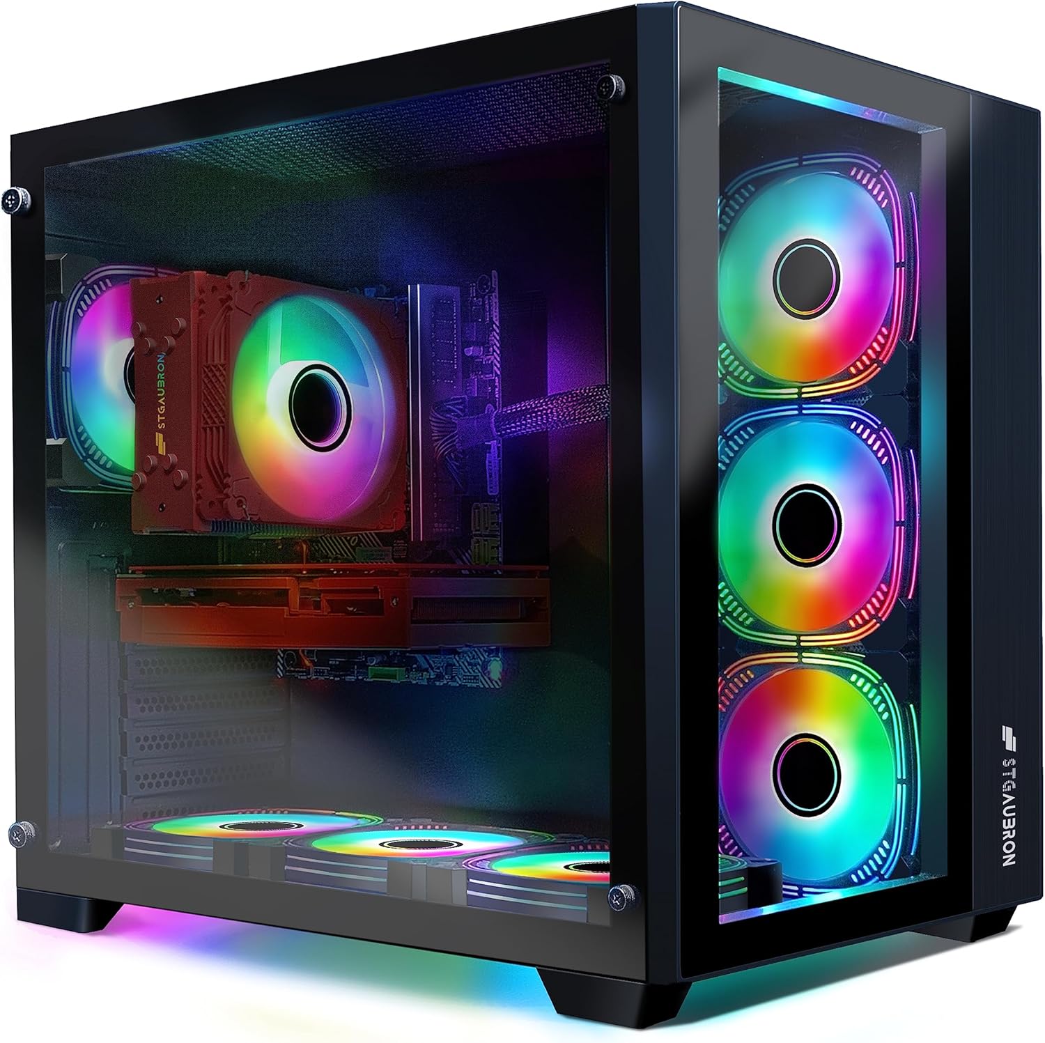 STGAubron Gaming Desktop PC,GeForce RTX 3060 12G GDDR6,Intel Core i7-10700KF up to 5.1G,16G DDR4,1T SSD,WiFi,BT 5.0,RGB Fan x 7,RGB Keyboard&Mouse&Mouse Pad,RGB BT Sound Bar,RGB BT Gaming Mic,W11H64