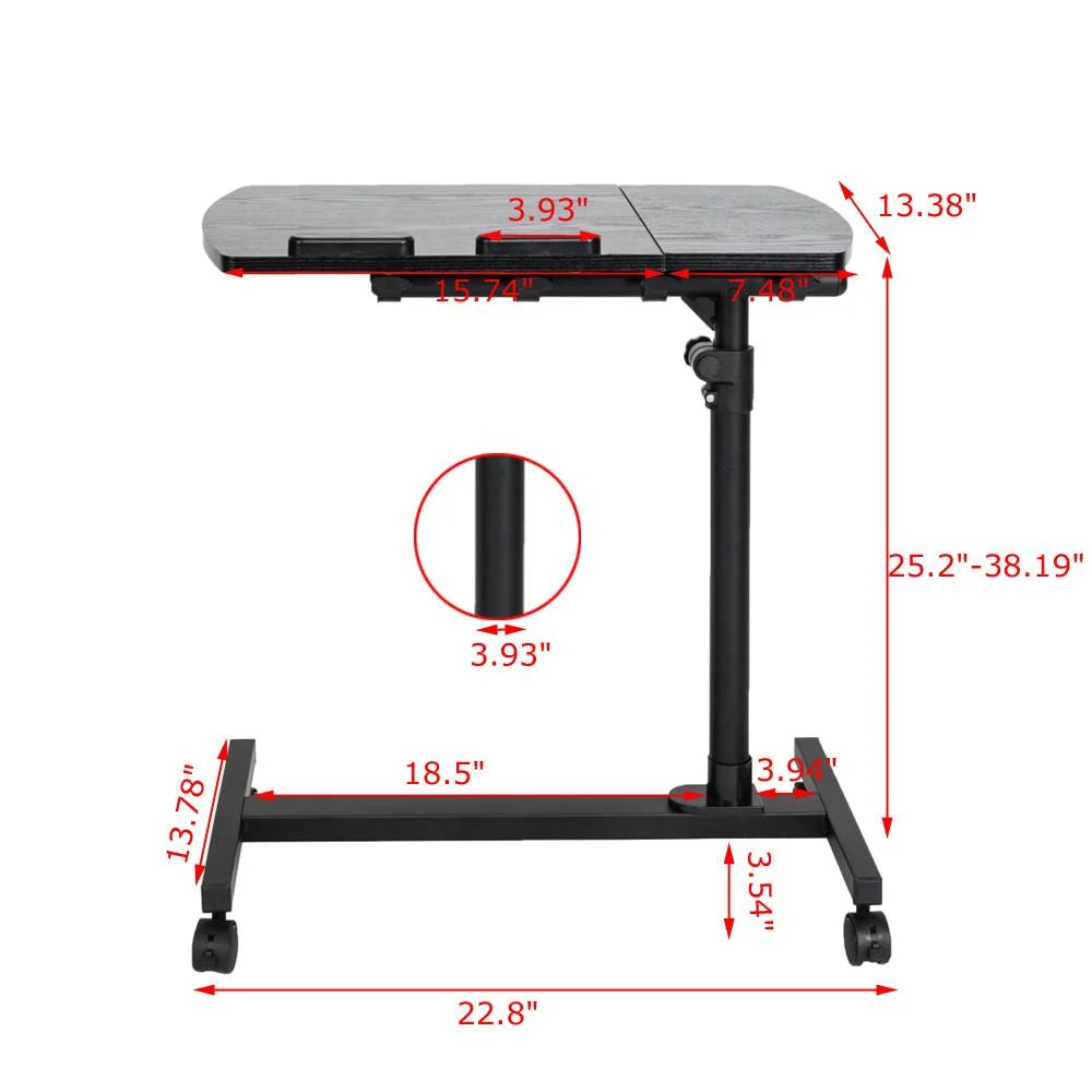 Adjustable Laptop Desk Rolling Cart for Bed and Sofa E3342