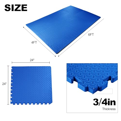 1" Thick EVA Interlocking Foam Gym Flooring Mat, 6 Tiles, Black M5857