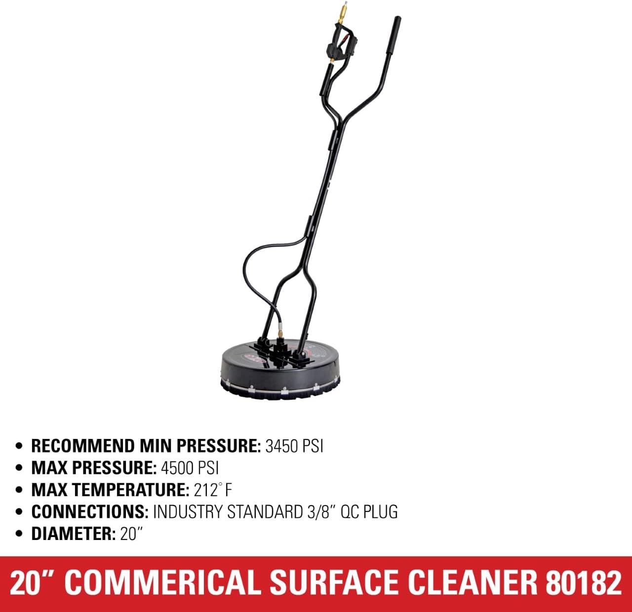 20" Industrial Pressure Washer Surface Cleaner for Hot and Cold Water Machines, 3/8" Quick Connection, 3450-4500 PSI F143