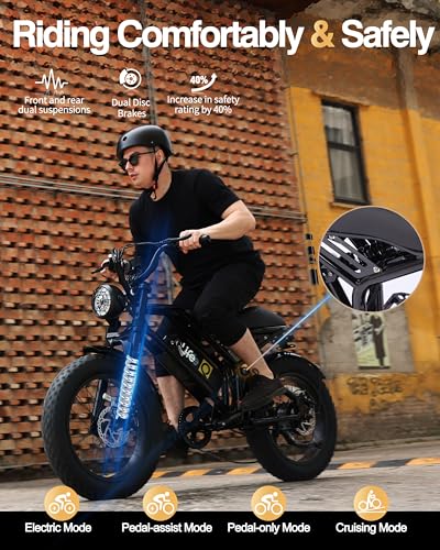 Electric Bike for Adults 1500W Peak Motor 20" Fat Tires 28MPH Removable Battery Dual Suspension 7-Speed X2728