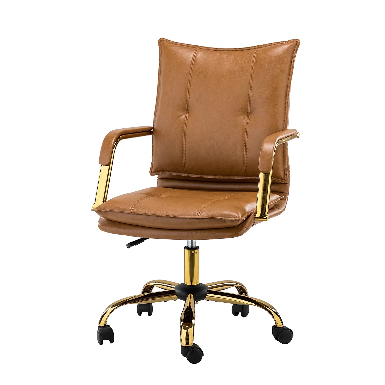 Vegan Leather Office Task Chair with Tufted Mid Back and Armrest A297845