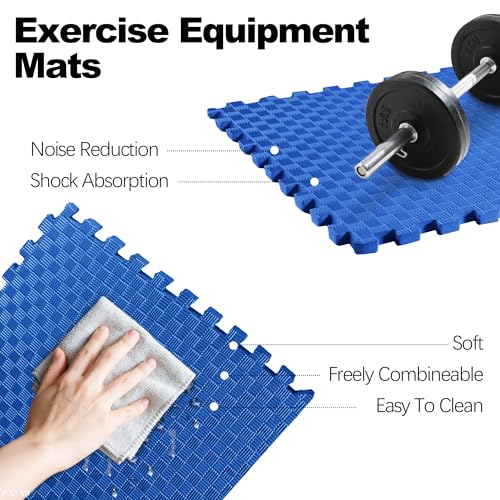 1" Thick EVA Interlocking Foam Gym Flooring Mat, 6 Tiles, Black M5857