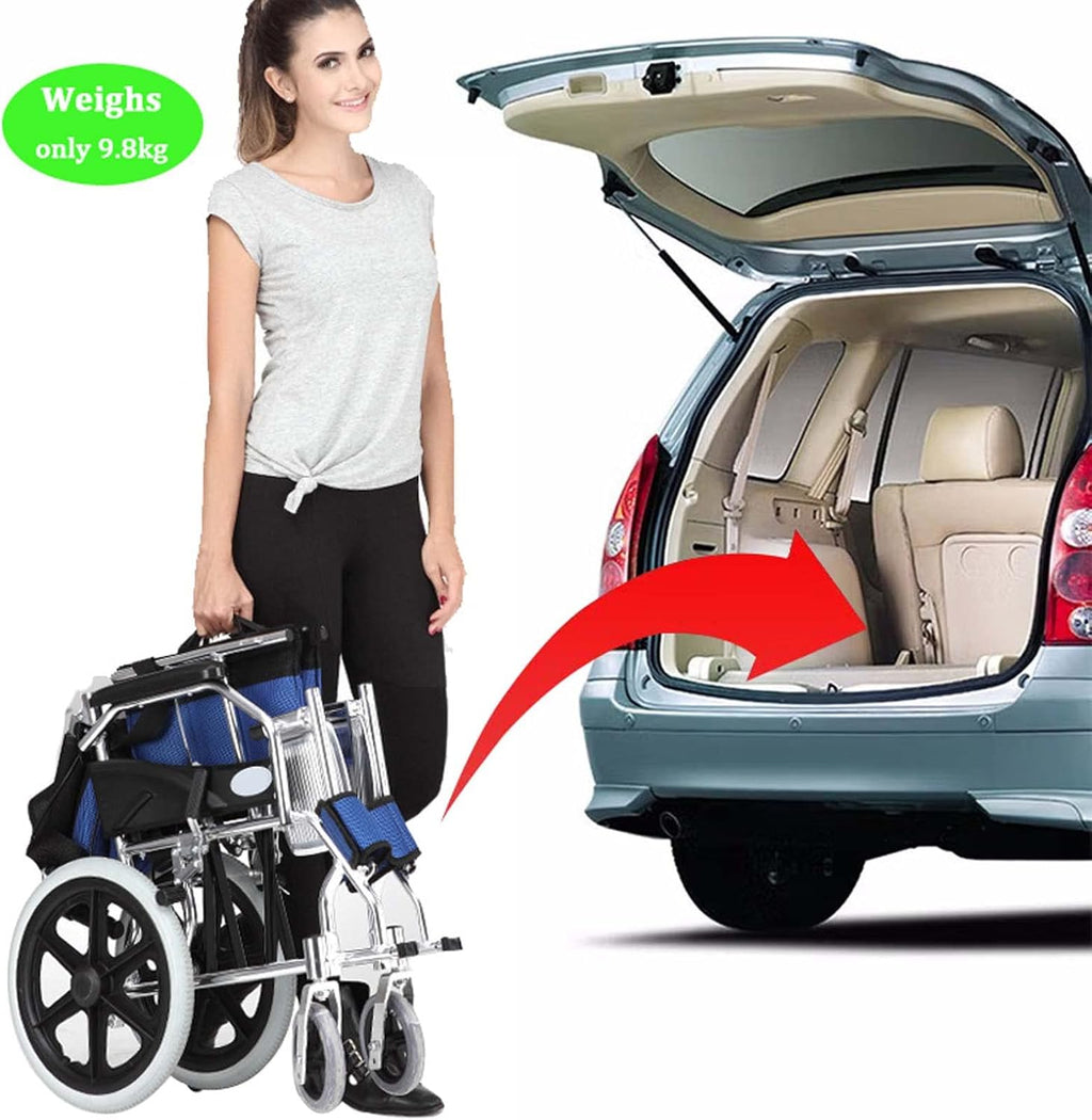 Lightweight Folding Transport Wheelchair with Handbrakes and Swing-Away Footrest W11137