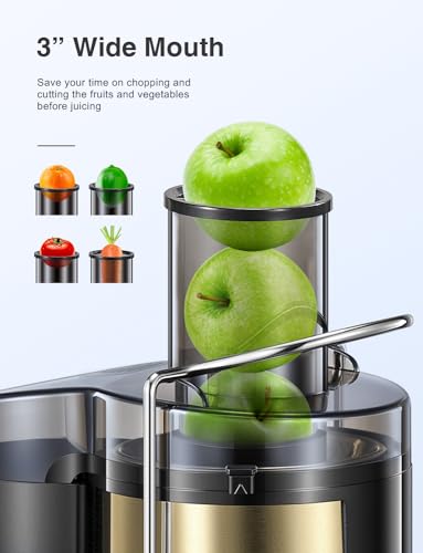 Juicer Machine, 800W Centrifugal Extractor with Wide Mouth Feed Chute, Stainless Steel, BPA-free V753