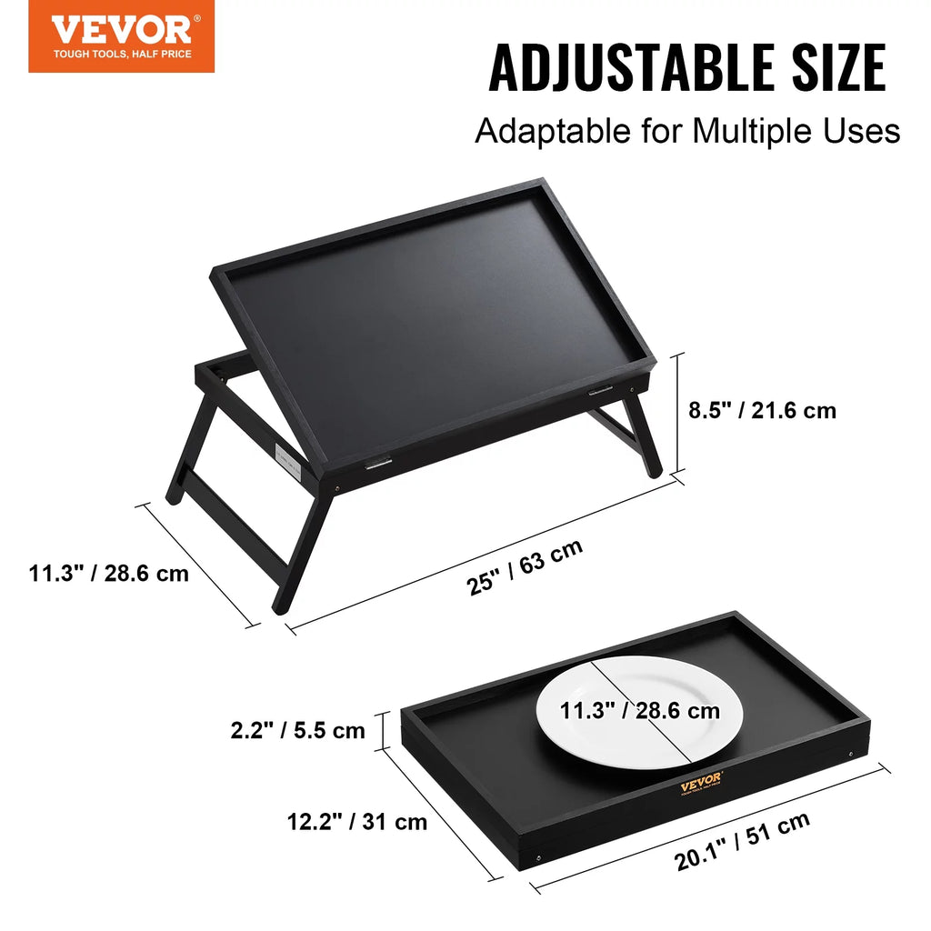 Bamboo Bed Tray with Foldable Legs and Adjustable Slope K689706
