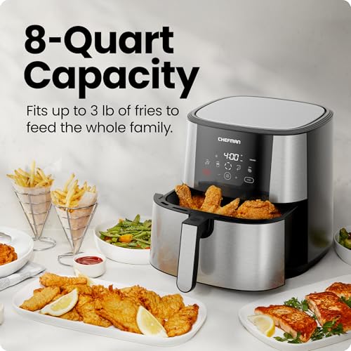 XL 8-Qt Touch Digital Air Fryer, Nonstick Dishwasher-Safe, Stainless Steel I664659