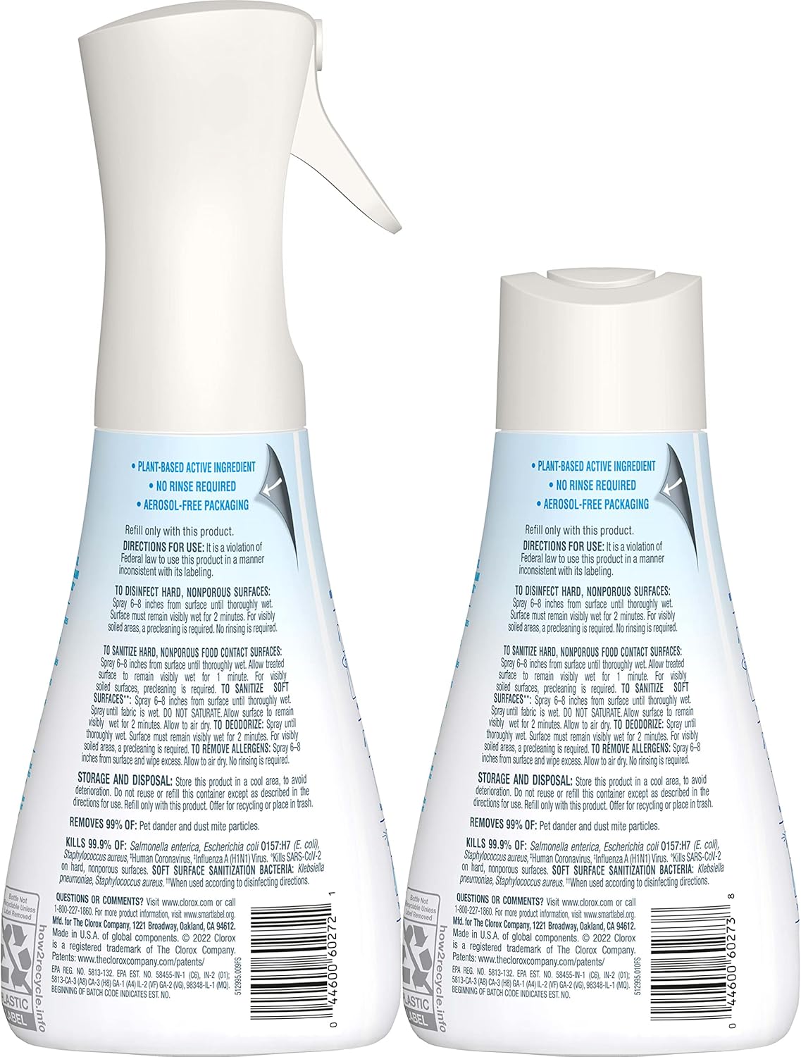 Disinfecting Mist, 2-Pack Spray Bottle with Refill, 14 Fl Oz Each I649833