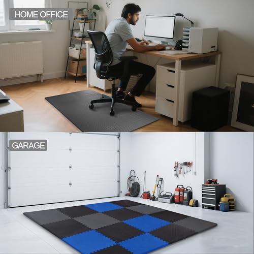 1" Thick EVA Interlocking Foam Gym Flooring Mat, 6 Tiles, Black M5857