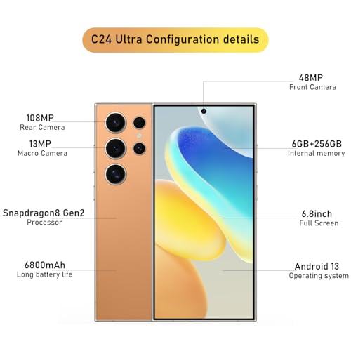 Unlocked 5G Smartphone 6+256GB, 108MP Camera, 6800mAh E5868