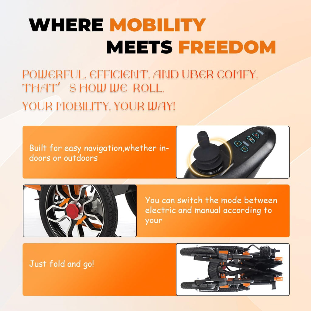 Foldable Electric Wheelchair for Adults, 21in Wide, 500W All Terrain N436
