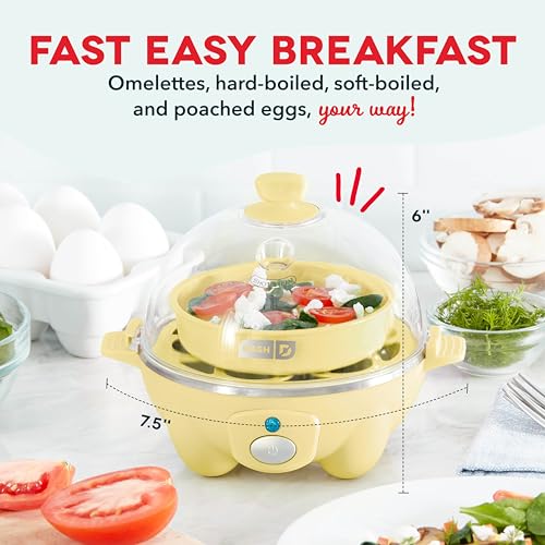 Rapid Egg Cooker for 6 Eggs, Hard Boiled, Poached, Scrambled, or Omelets, Auto Shut Off - Black O7665