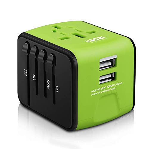 Travel Adapter, HAOZI Universal Travel Adapter - 3 USB + 1 Type C in One Travel Charger with UK/US/AUS/EU Plugs and Socket, International Power Adapter Wall Charger (Type-c Blue)