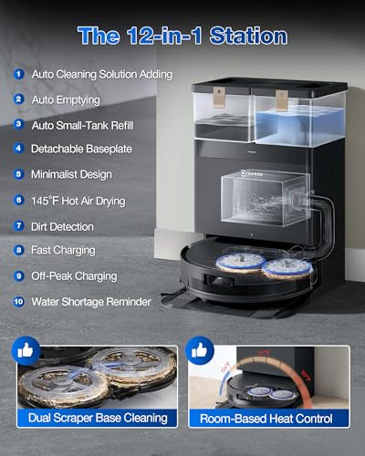 Robot Vacuum and Mop, 18500Pa Suction, Auto-Lift, Self-Emptying X838