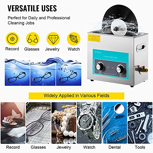 Ultrasonic Vinyl Record Cleaner 6L 40kHz Stainless Steel Tank L78525