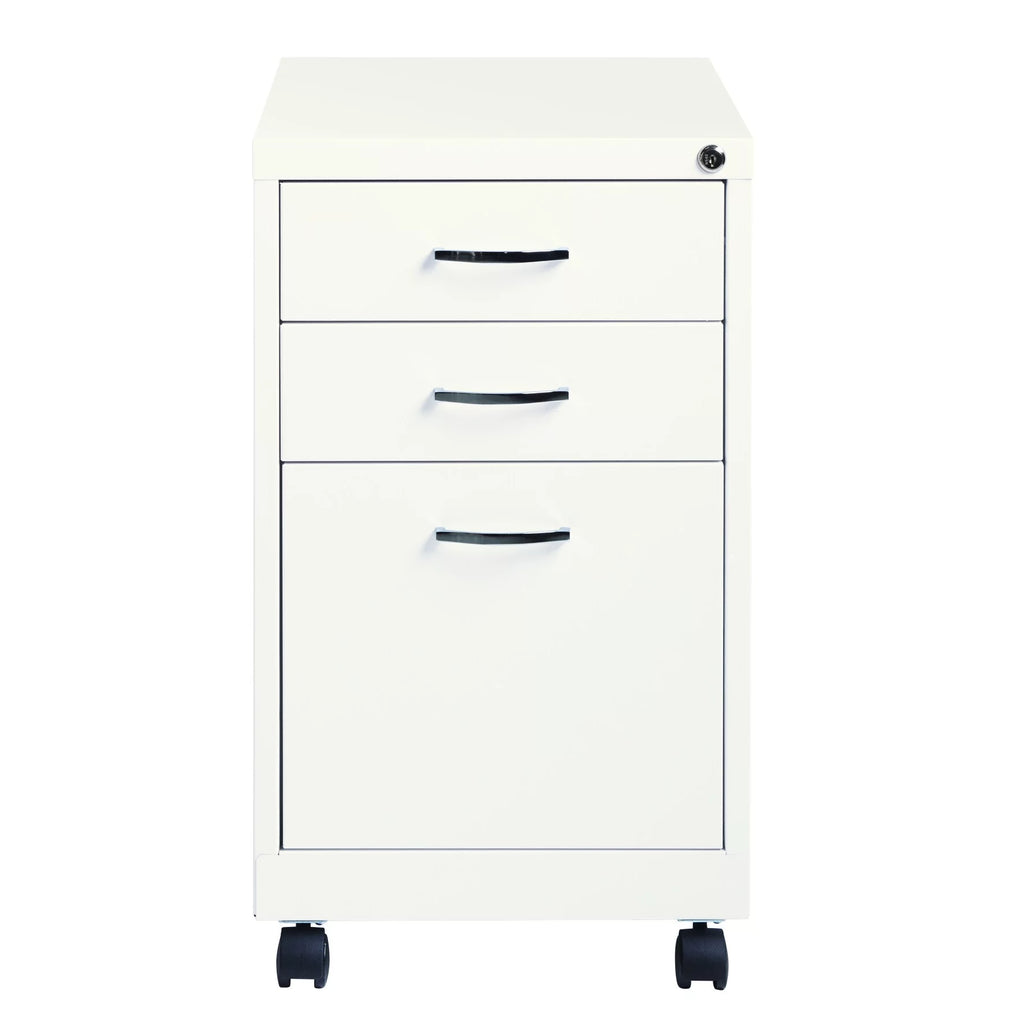 White 19" 3-Drawer Mobile File Cabinet for Home Office Y74078