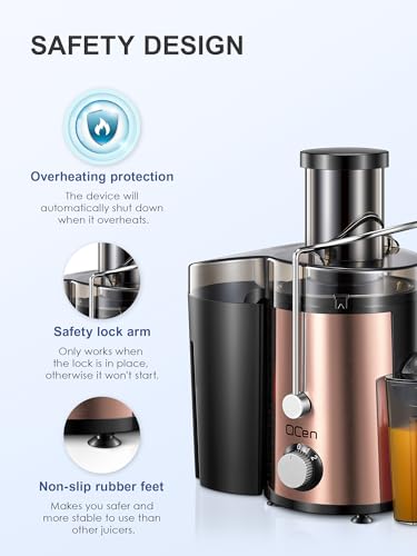 Juicer Machine, 800W Centrifugal Extractor with Wide Mouth Feed Chute, Stainless Steel, BPA-free V753