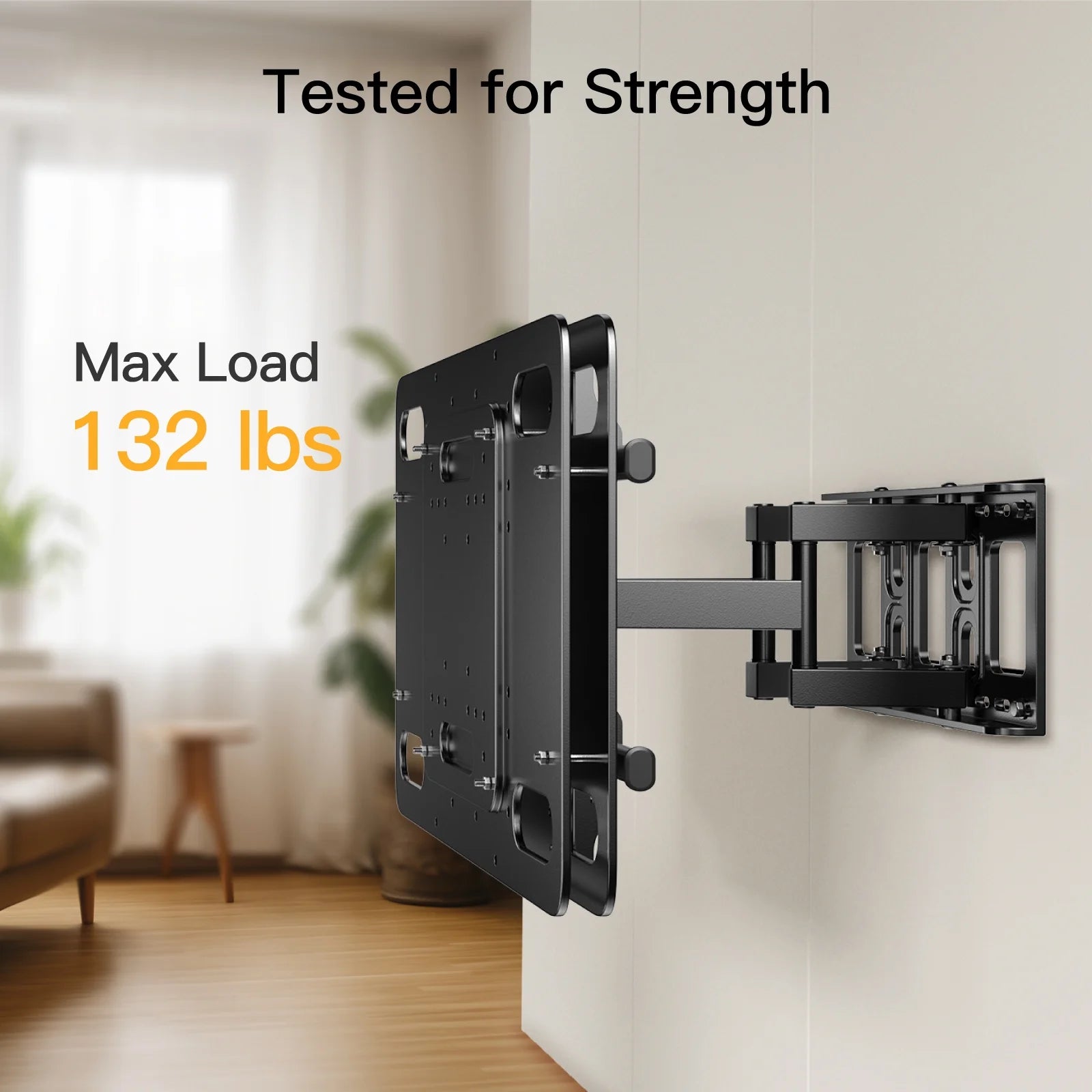 Full Motion TV Wall Mount for 37-75 inch Flat and Curved TVs, Holds 132lbs U71104