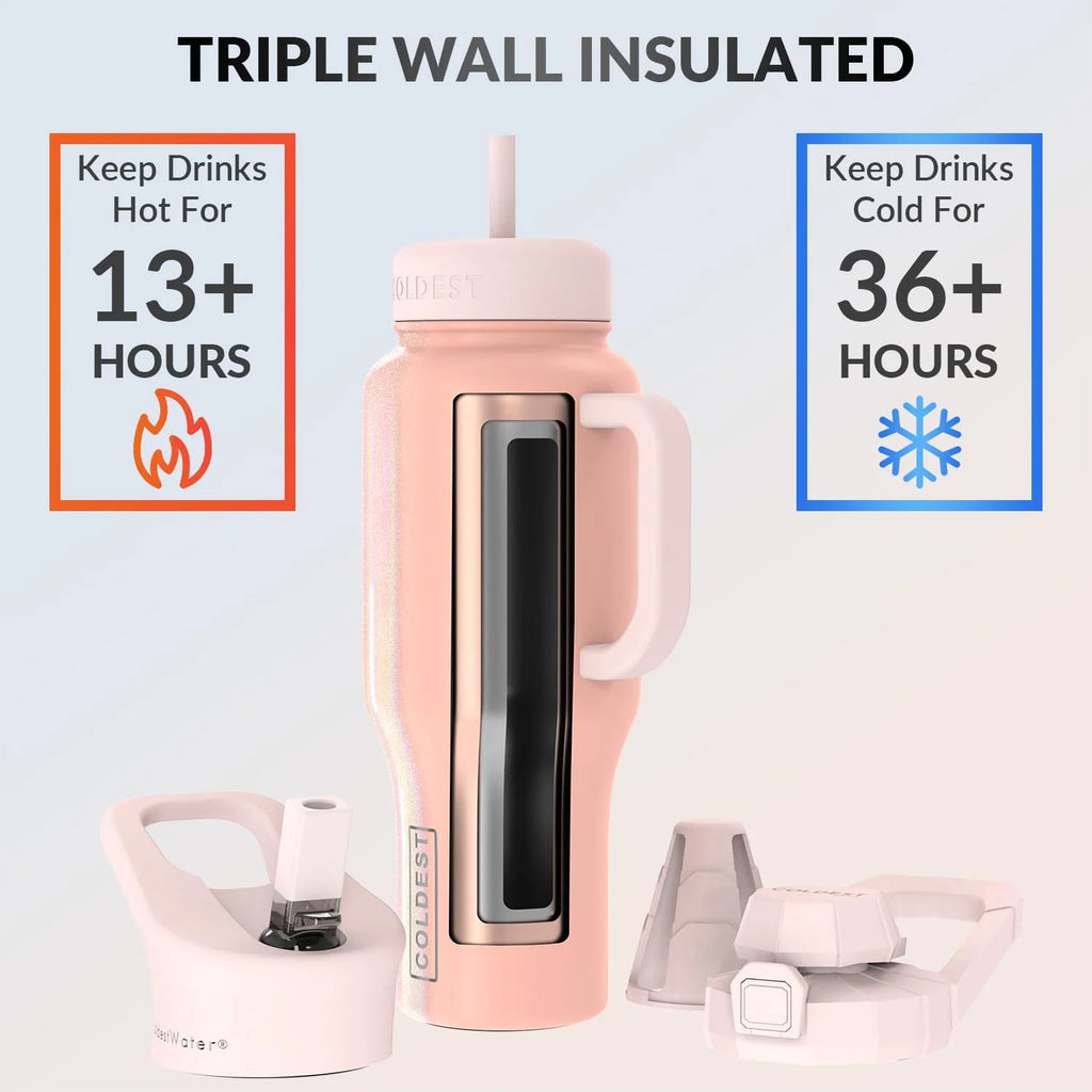 Insulated Stainless Steel Tumbler with Handle and Straw Lid, 36 oz K958760