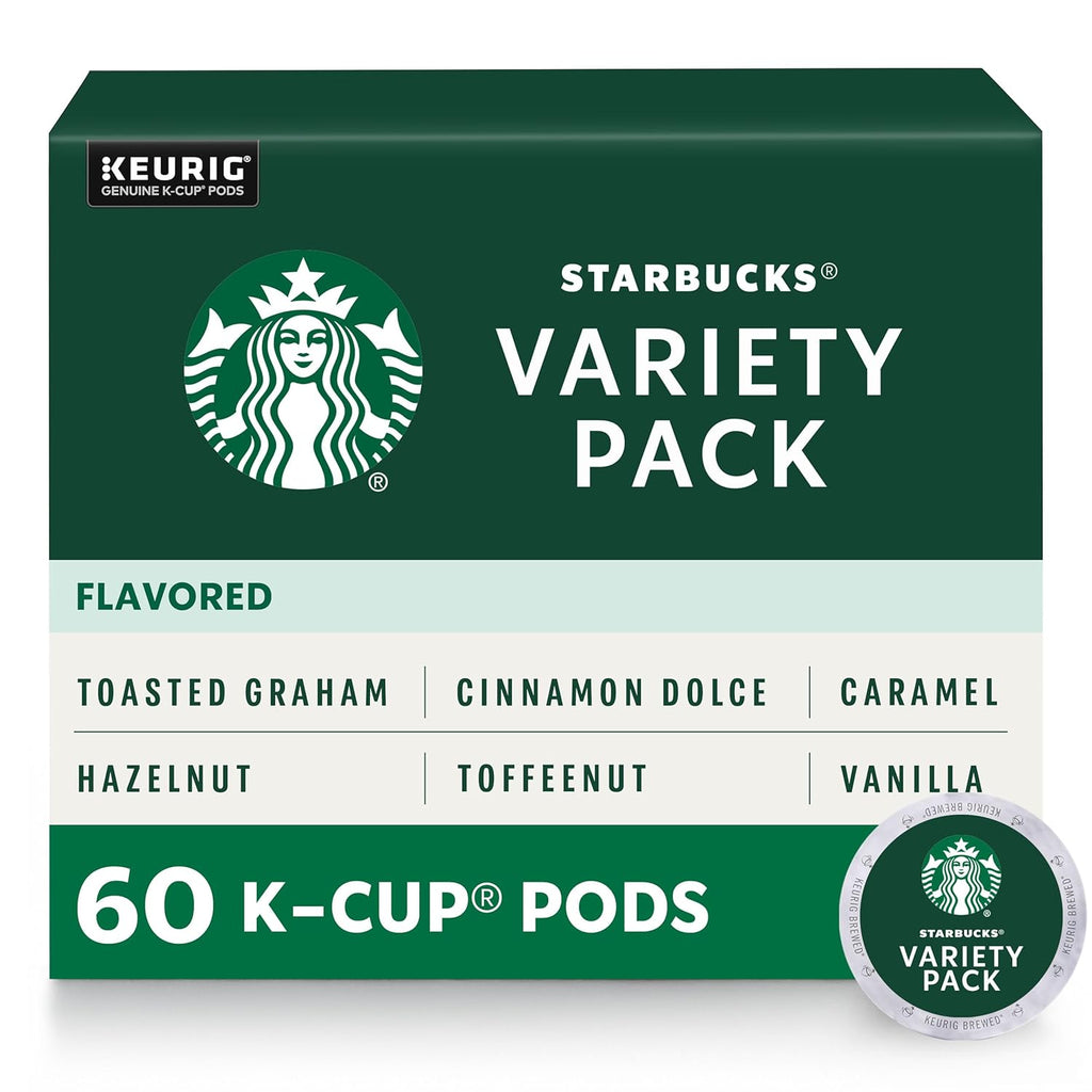 Starbucks K-Cup Coffee Pods—Flavored Coffee—Variety Pack for Keurig Brewers—Naturally Flavored—100% Arabica—6 boxes (60 pods total)