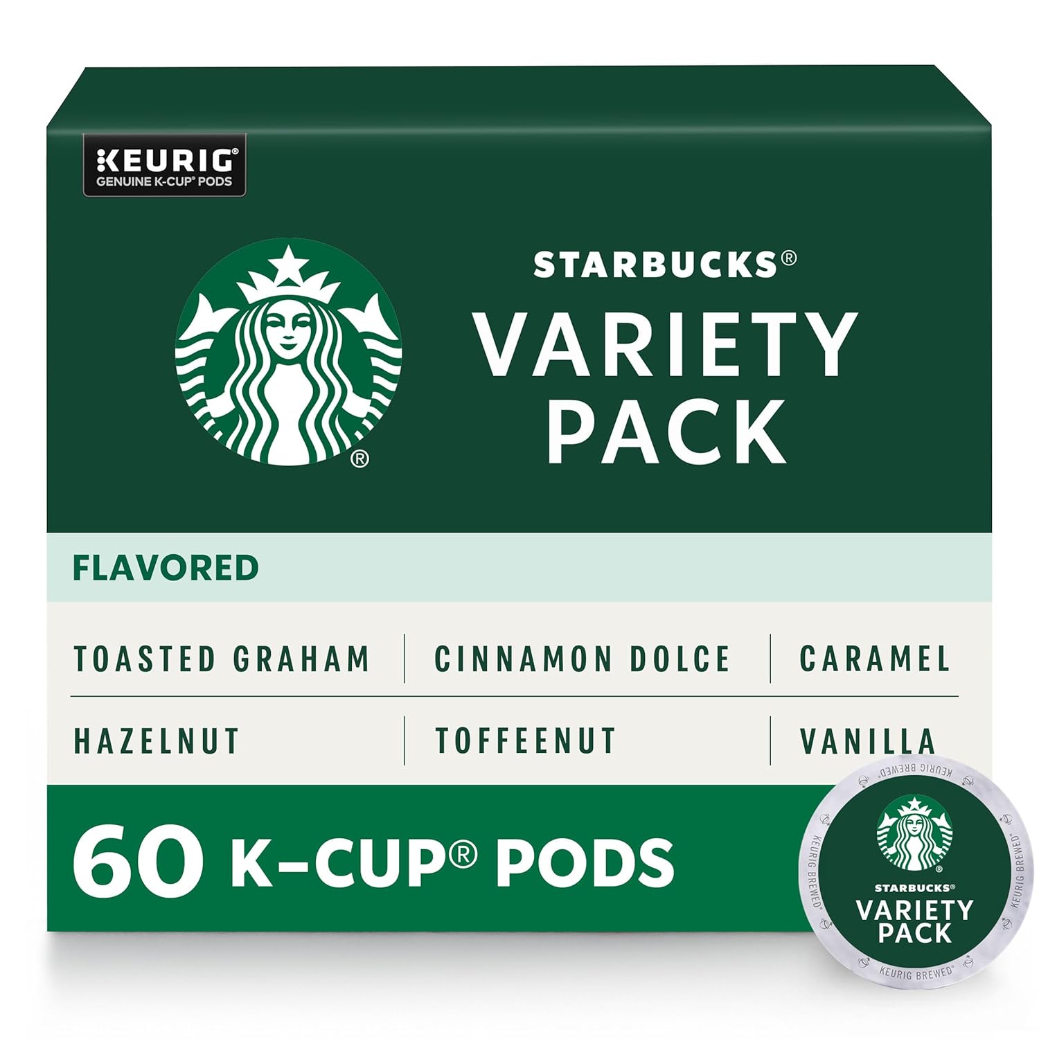 Starbucks K-Cup Coffee Pods—Flavored Coffee—Variety Pack for Keurig Brewers—Naturally Flavored—100% Arabica—6 boxes (60 pods total)