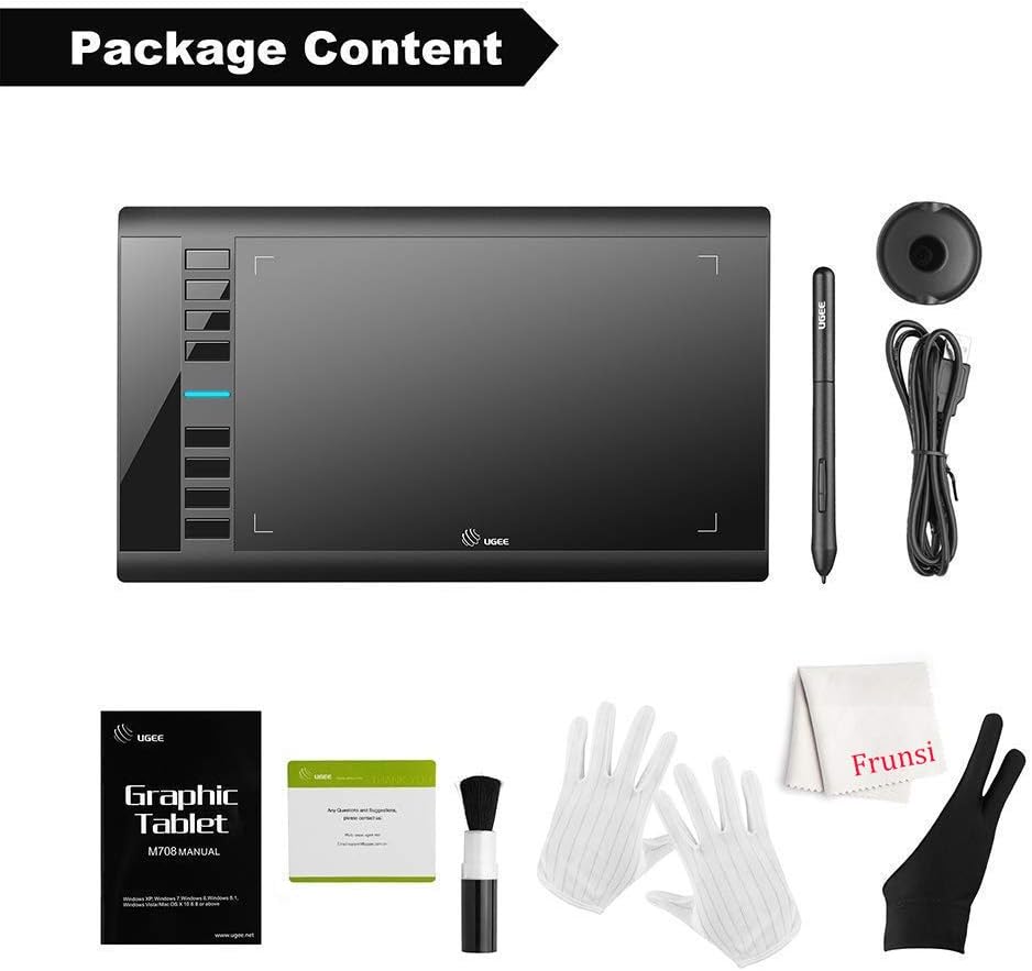 Graphics Drawing Tablet 10 x 6 Inch with 8 Hot Keys, Passive Stylus 8192 Levels Pressure A4602