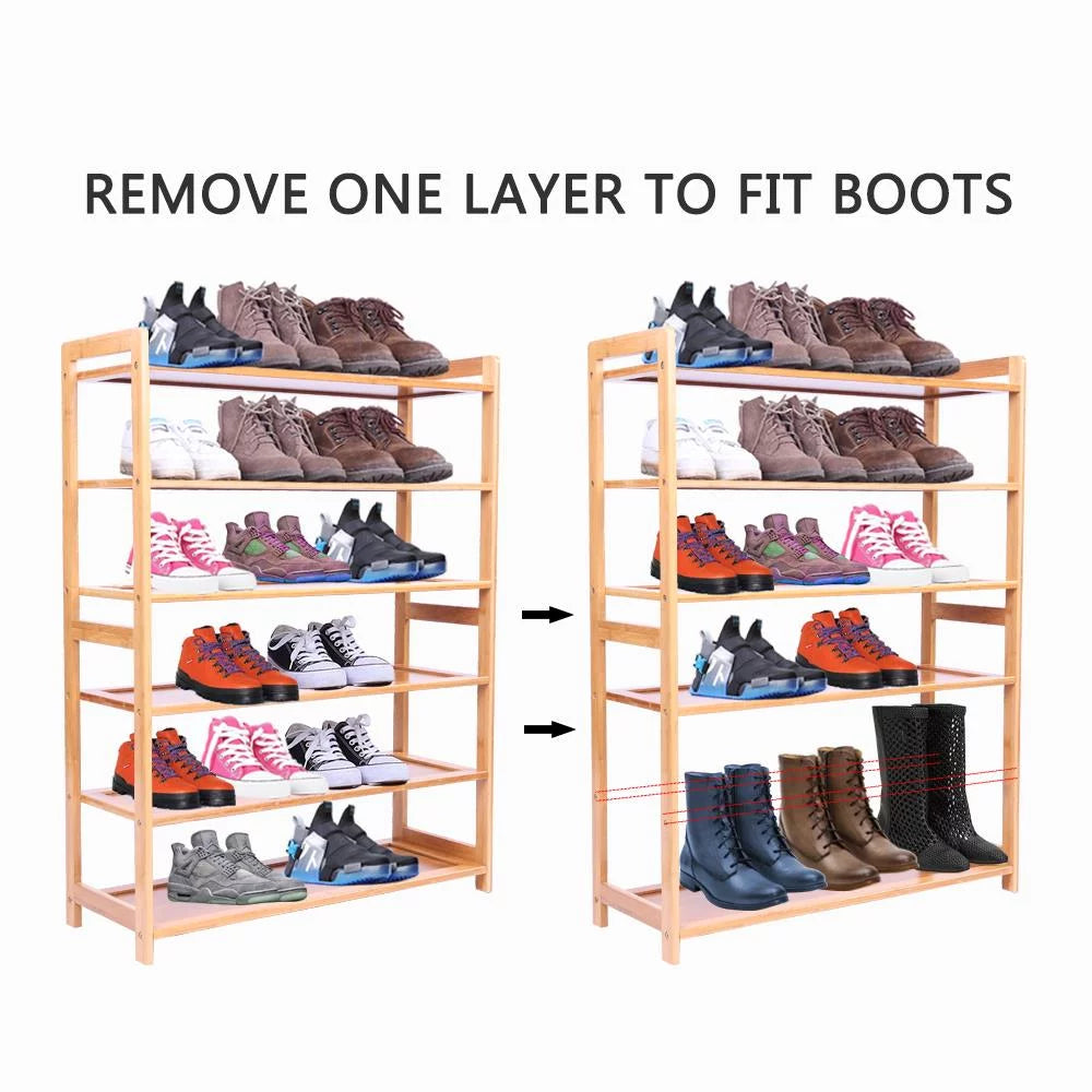 Bamboo Shoe Storage Rack 6-Tier, Holds 18-24 Pairs E417279