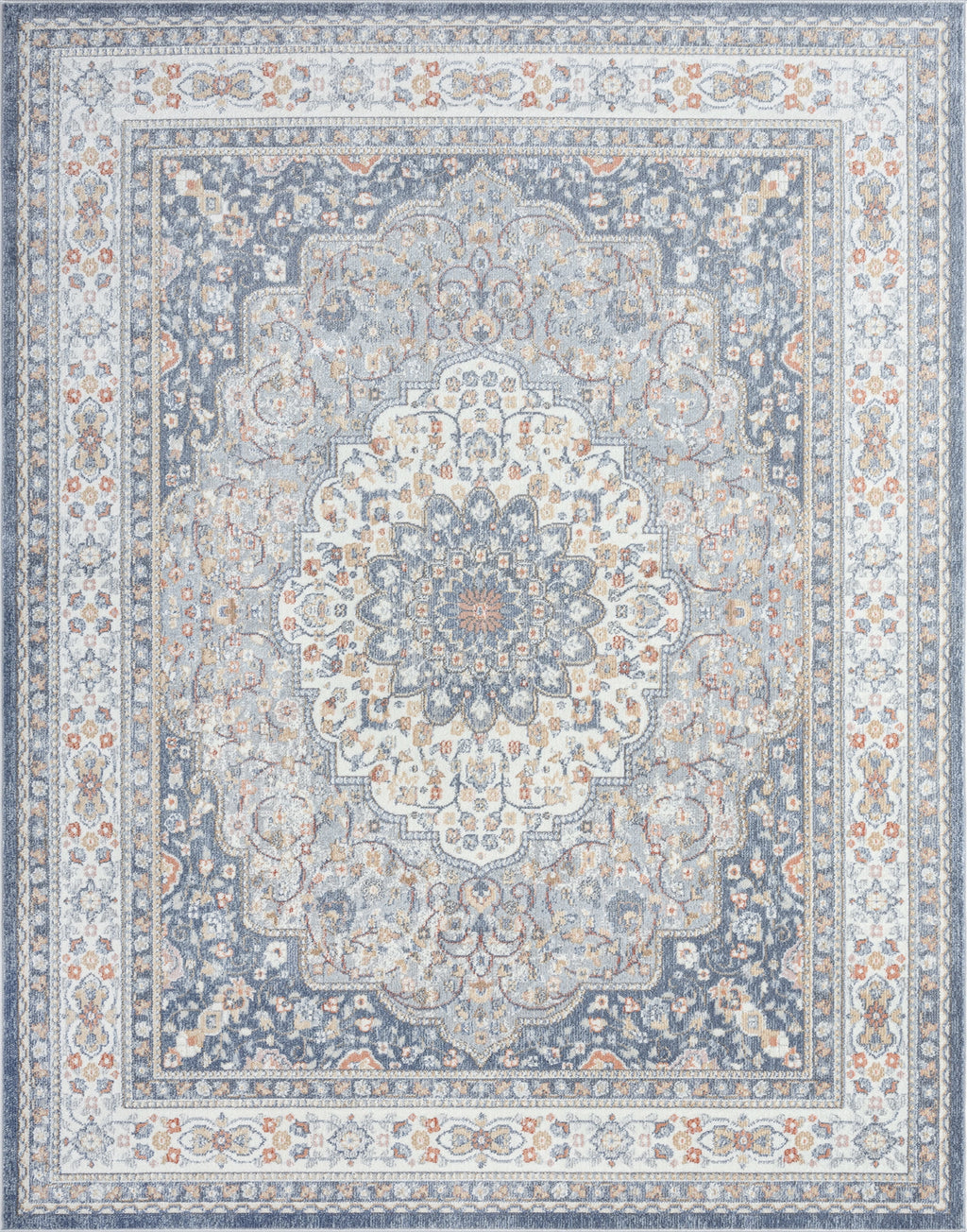 5x8 Medallion Area Rug Navy Gray F915