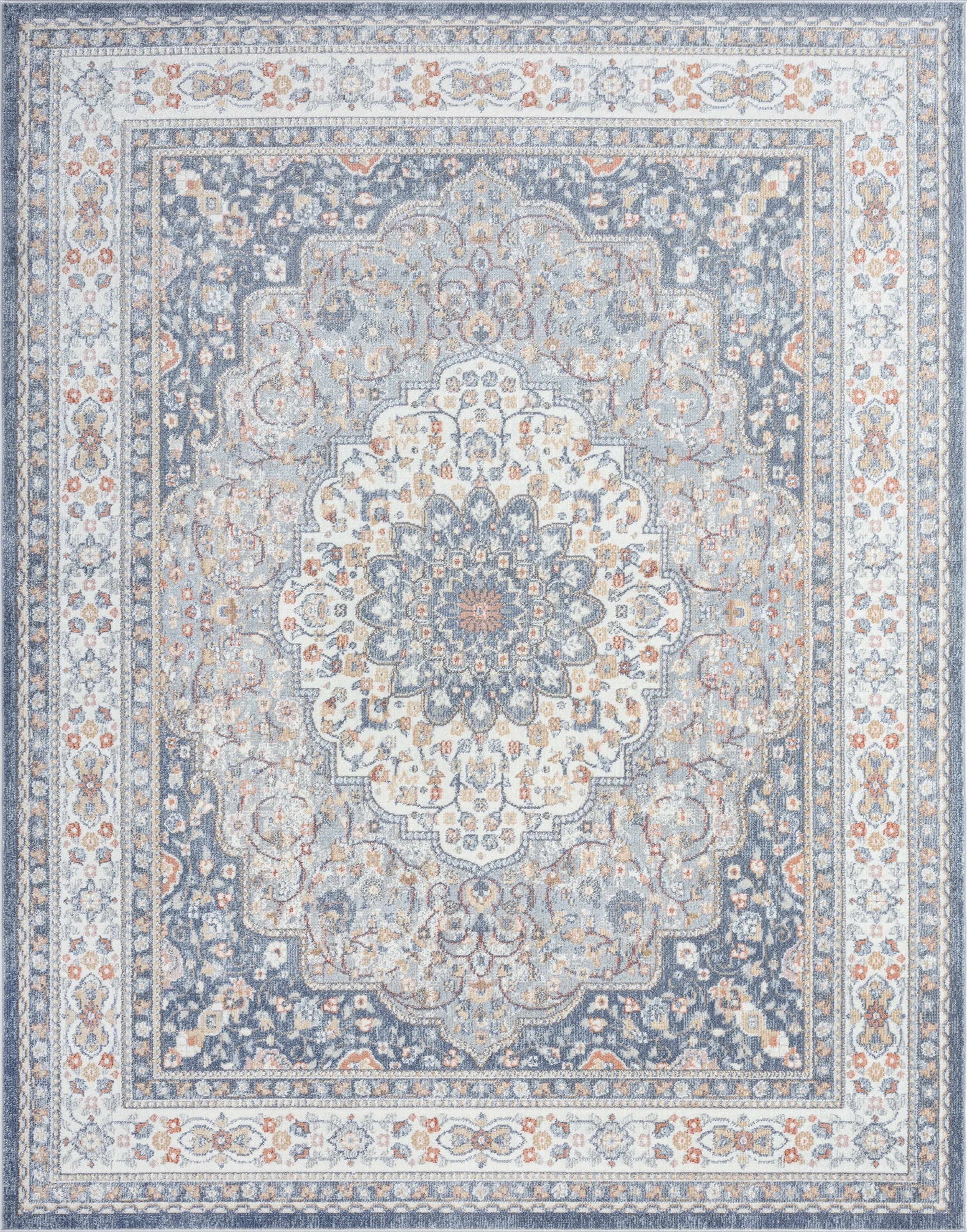 5x8 Medallion Area Rug Navy Gray F915