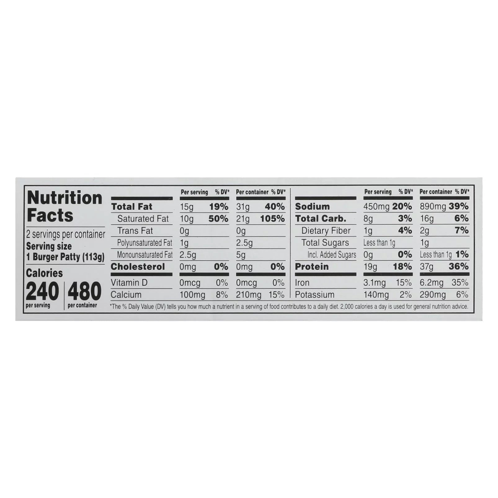 Plant-Based Burger Patties, 1/4 lb, 2 count I214896