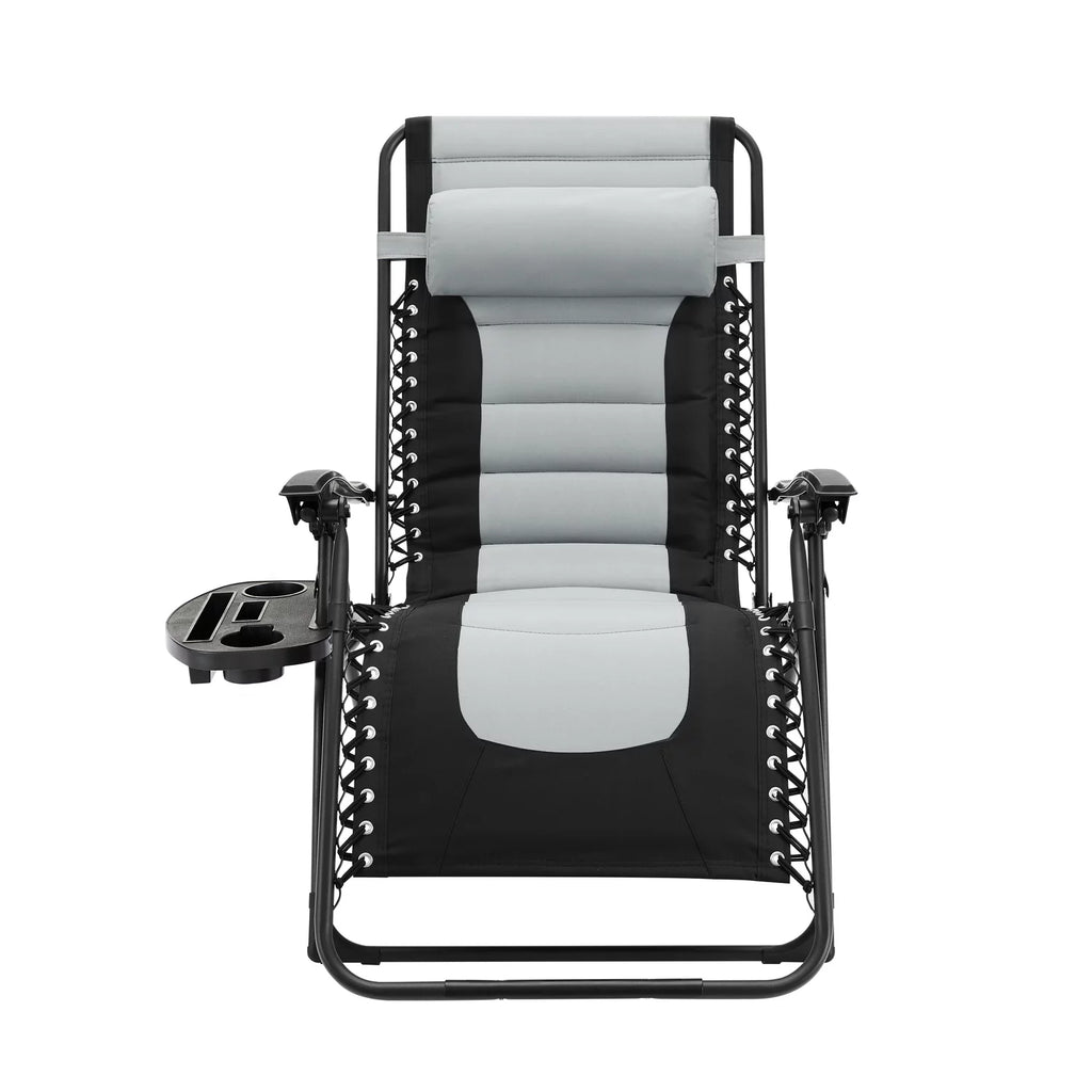 Oversized Padded Folding Lounge Chair for Outdoor Patio, Gray V21949
