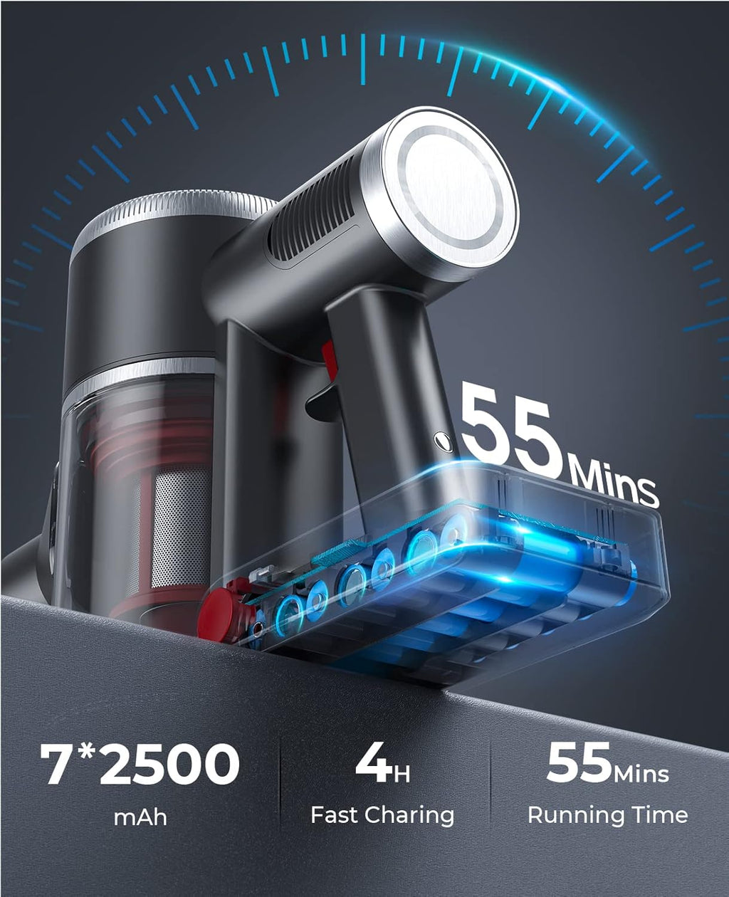 Cordless Vacuum Cleaner, 33Kpa Stick Handheld with LED Screen, for Carpet and Hardwood Floor E72016