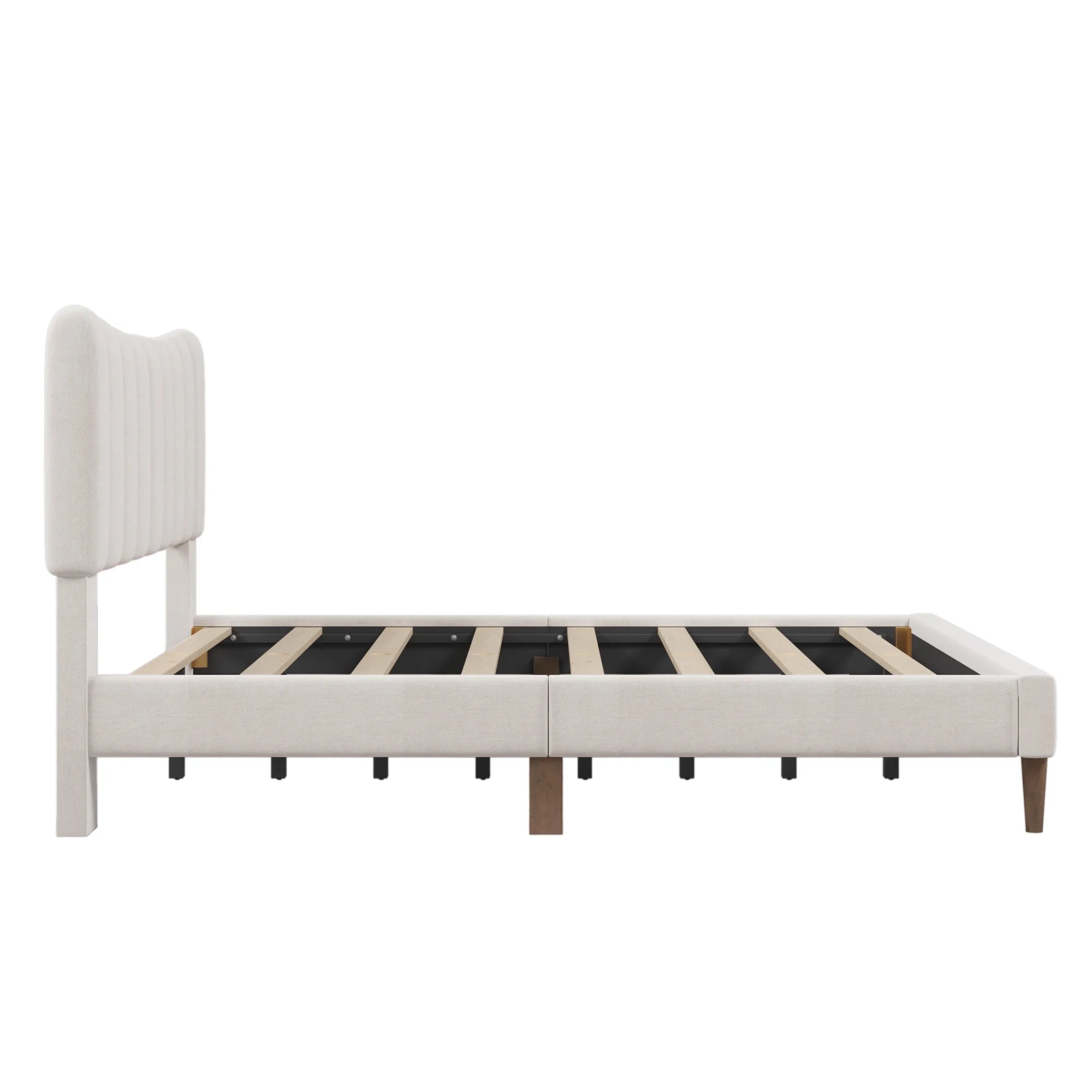 Upholstered Queen Platform Bed with Tufted Headboard and Wood Legs A896