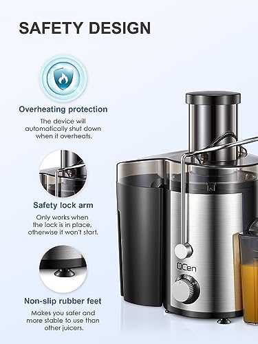 Juicer Machine, 800W Centrifugal Extractor with Wide Mouth Feed Chute, Stainless Steel, BPA-free V753