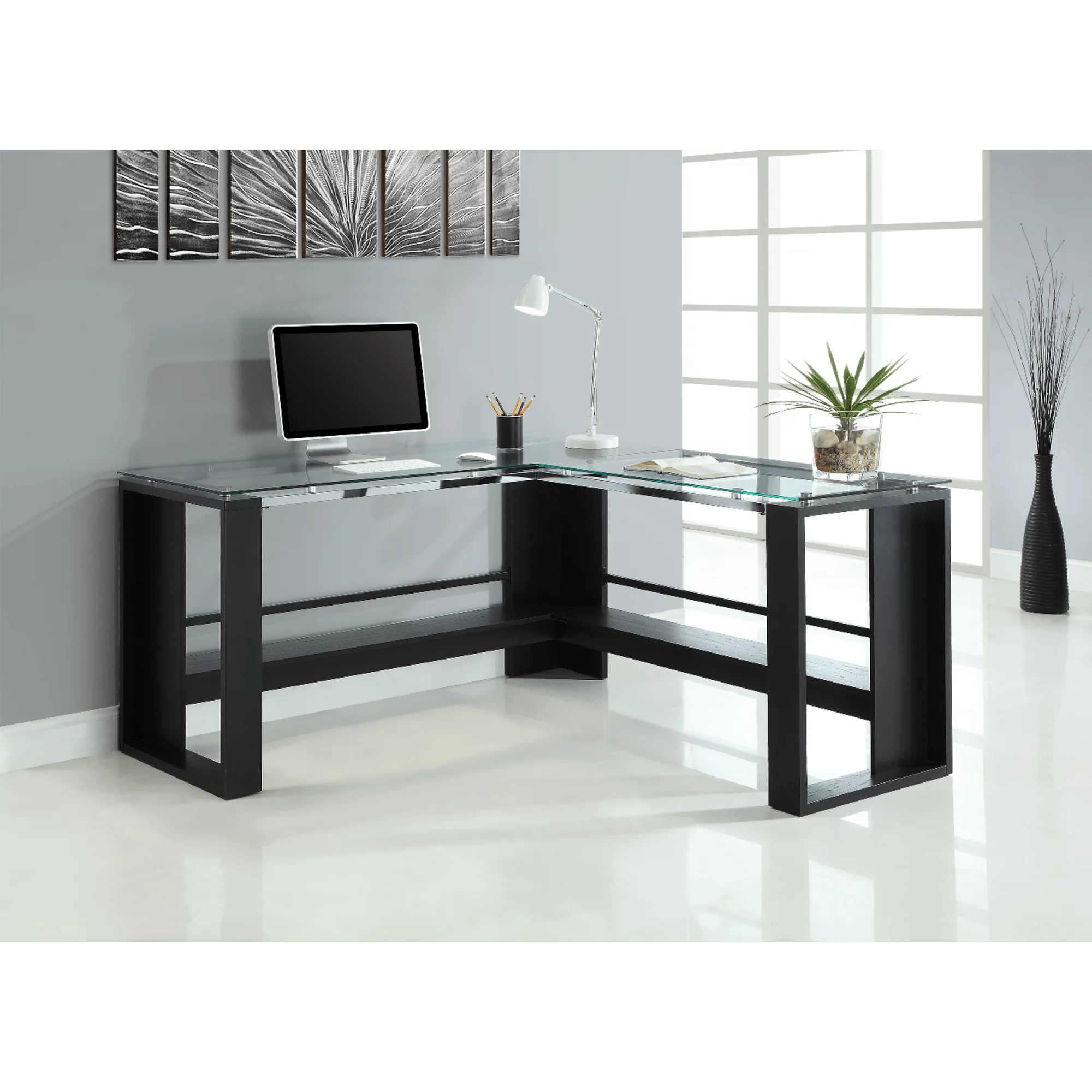 L-Shape Corner Desk, Espresso Q5110