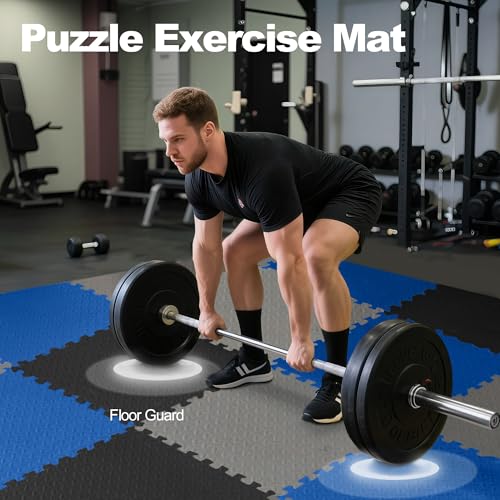 1" Thick EVA Interlocking Foam Gym Flooring Mat, 6 Tiles, Black M5857