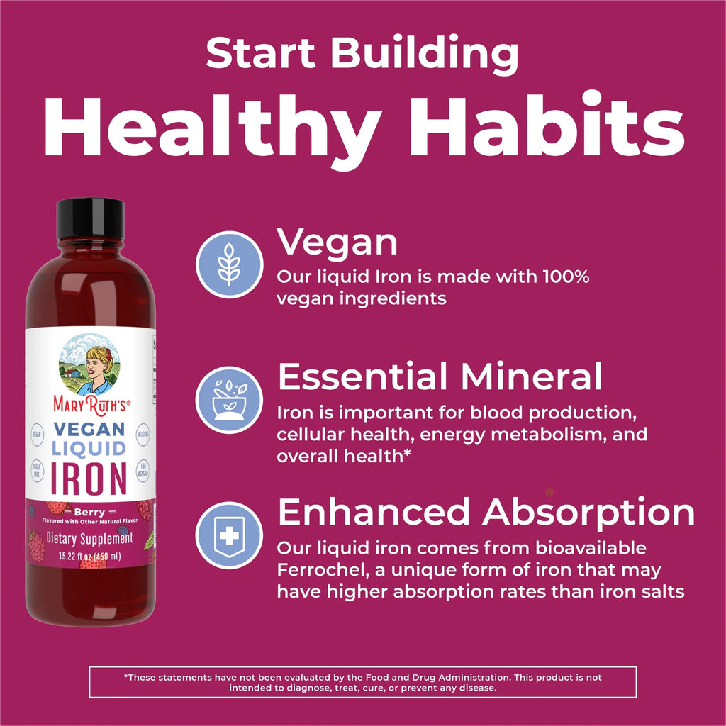 Liquid Iron Supplement for Women, Men & Kids, Sugar Free, Vegan K184959